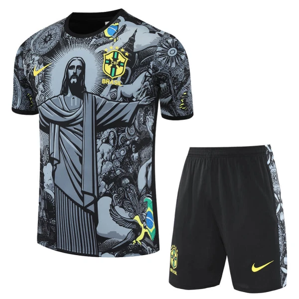 Dječji Brazil Dres i šorc 2024 Crna Specijalno izdanje