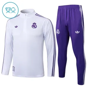 Dječji Real Madrid Trening sweatshirt i hlače komplet Četvrtina Zip 2025/26 Bijela