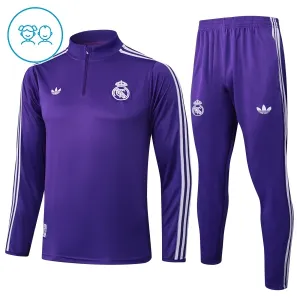 Dječji Real Madrid Trening sweatshirt i hlače komplet Četvrtina Zip 2025/26 Ljubičasta