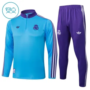 Dječji Real Madrid Trening sweatshirt i hlače komplet Četvrtina Zip 2025/26 Plava