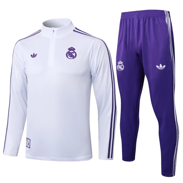 Real Madrid Trening sweatshirt i hlače komplet Četvrtina Zip 2025/26 Bijela