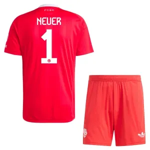 Dječji FC Bayern München Manuel Neuer 1 Golman Dres i šorc 2025/26 Crvena