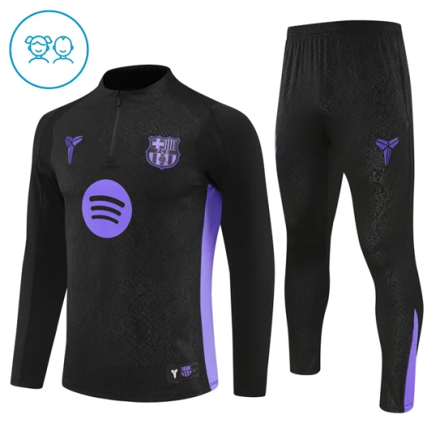 Dječji FC Barcelona Trening sweatshirt i hlače komplet Četvrtina Zip 2025/26 Crna
