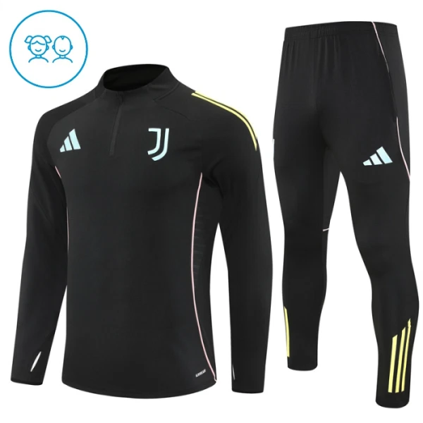 Dječji Juventus Trening sweatshirt i hlače komplet Četvrtina Zip 2025/26 Crna