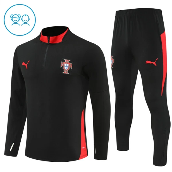Dječji Portugal Trening sweatshirt i hlače komplet Četvrtina Zip 2025/26 Crna