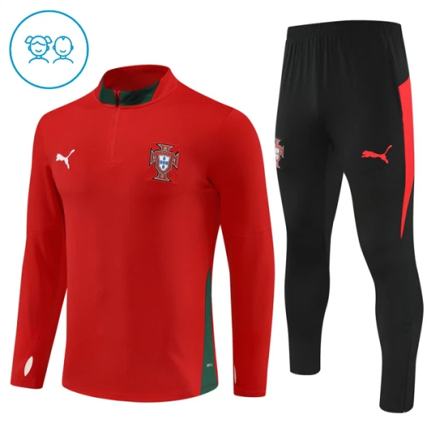 Dječji Portugal Trening sweatshirt i hlače komplet Četvrtina Zip 2025/26 Crvena
