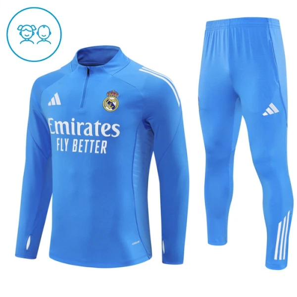 Dječji Real Madrid Trening sweatshirt i hlače komplet Četvrtina Zip 2025/26 Plava