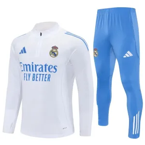 Real Madrid Trening sweatshirt i hlače komplet Četvrtina Zip 2025/26 Bijela