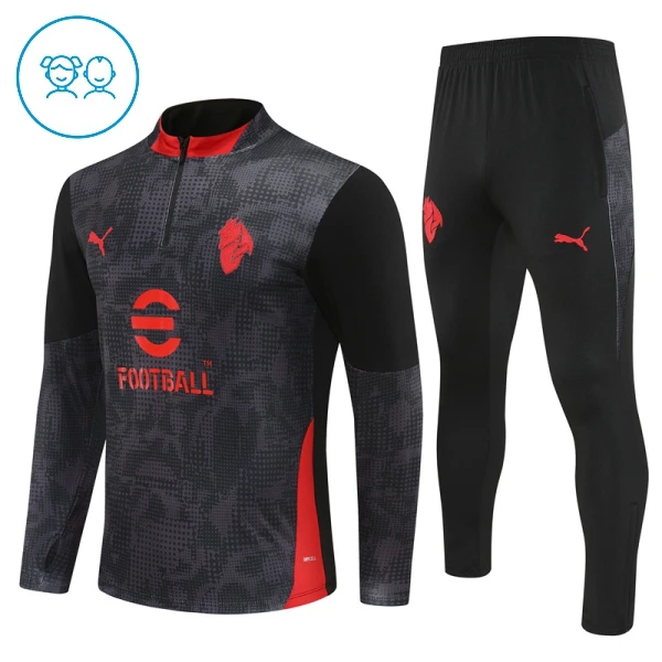 Dječji AC Milan Trening sweatshirt i hlače komplet Četvrtina Zip 2025/26 Crna