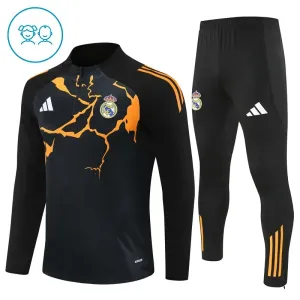 Dječji Real Madrid Trening sweatshirt i hlače komplet Četvrtina Zip 2025/26 Crna