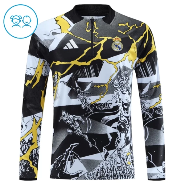 Dječji Real Madrid Marvel Trening sweatshirt i hlače komplet Četvrtina Zip 2026/27 Crna