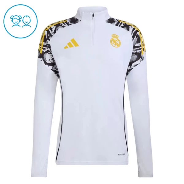 Dječji Real Madrid Trening sweatshirt i hlače komplet Četvrtina Zip 2026/27 Bijela