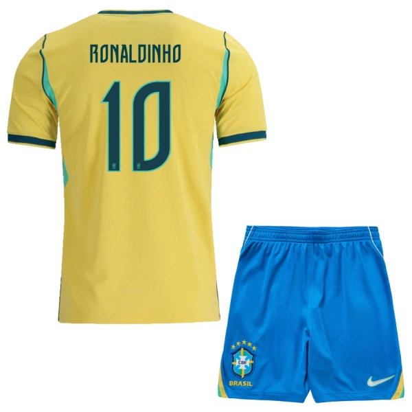 Dječji Brazil Ronaldinho 10 Domaći Dres i šorc Svjetsko Prvenstvo 2026 Dječji Brazil Ronaldinho 10 Domaći Dres i šorc Svjetsko Prvenstvo 2026