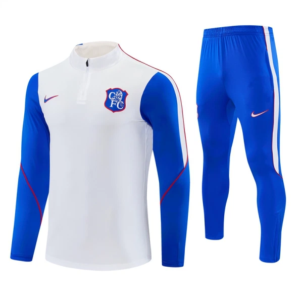 Chelsea Trening sweatshirt i hlače komplet Četvrtina Zip 2026/27 Bijela Chelsea Trening sweatshirt i hlače komplet Četvrtina Zip 2026/27 Bijela