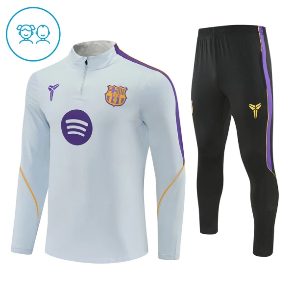Dječji Barcelona Trening sweatshirt i hlače komplet Četvrtina Zip 2026/27 Bijela