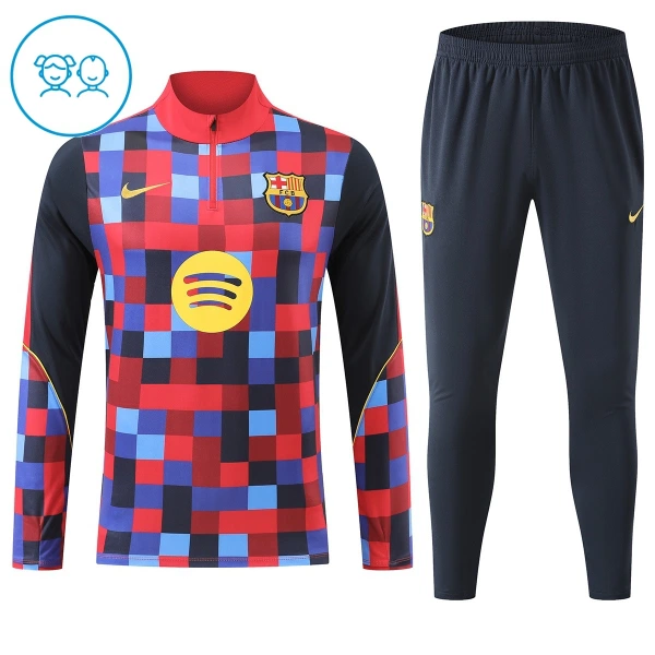 Dječji Barcelona Trening sweatshirt i hlače komplet Četvrtina Zip 2026/27 Crvena Dječji Barcelona Trening sweatshirt i hlače komplet Četvrtina Zip 2026/27 Crvena