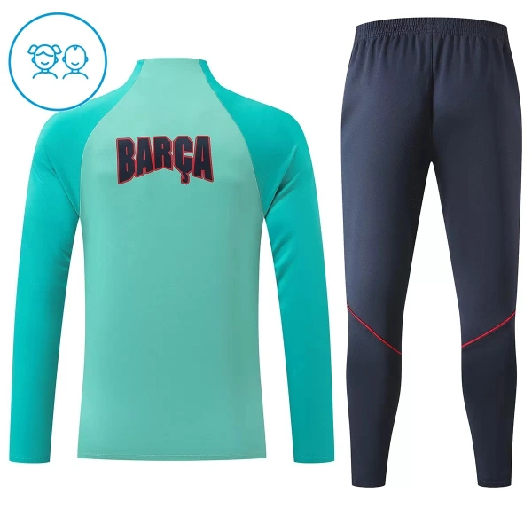 Dječji Barcelona Trening sweatshirt i hlače komplet Četvrtina Zip 2026/27 Zelena