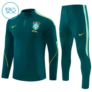 Dječji Brazil Trening sweatshirt i hlače komplet Četvrtina Zip 2026/27 Zelena