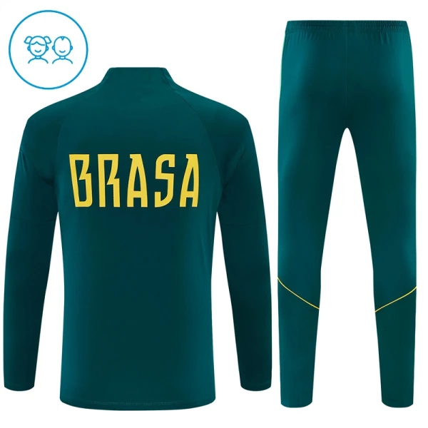 Dječji Brazil Trening sweatshirt i hlače komplet Četvrtina Zip 2026/27 Zelena