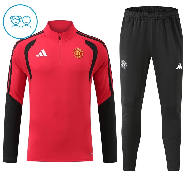 Dječji Manchester United Trening sweatshirt i hlače komplet Četvrtina Zip 2026/27 Crvena Dječji Manchester United Trening sweatshirt i hlače komplet Četvrtina Zip 2026/27 Crvena
