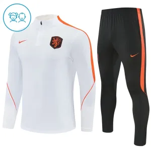Dječji Nizozemska Trening sweatshirt i hlače komplet Četvrtina Zip 2026/27 Bijela