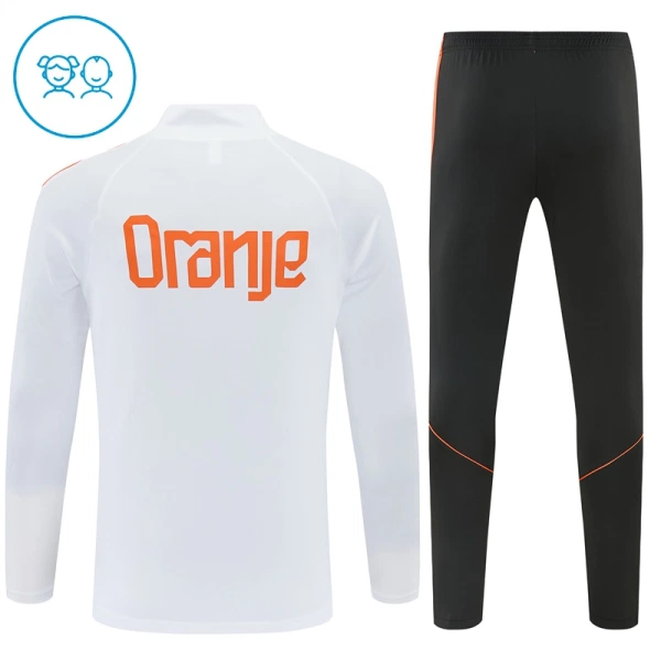 Dječji Nizozemska Trening sweatshirt i hlače komplet Četvrtina Zip 2026/27 Bijela
