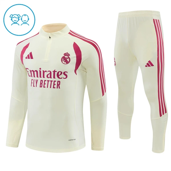 Dječji Real Madrid Trening sweatshirt i hlače komplet Četvrtina Zip 2026/27 Bijela