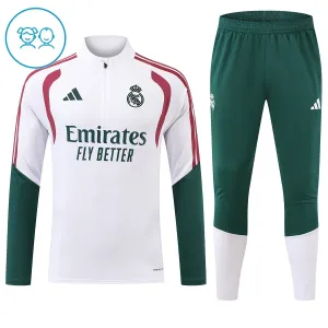 Dječji Real Madrid Trening sweatshirt i hlače komplet Četvrtina Zip 2026/27 Bijela
