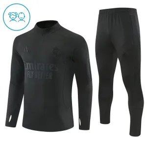 Dječji Real Madrid Trening sweatshirt i hlače komplet Četvrtina Zip 2026/27 Crna