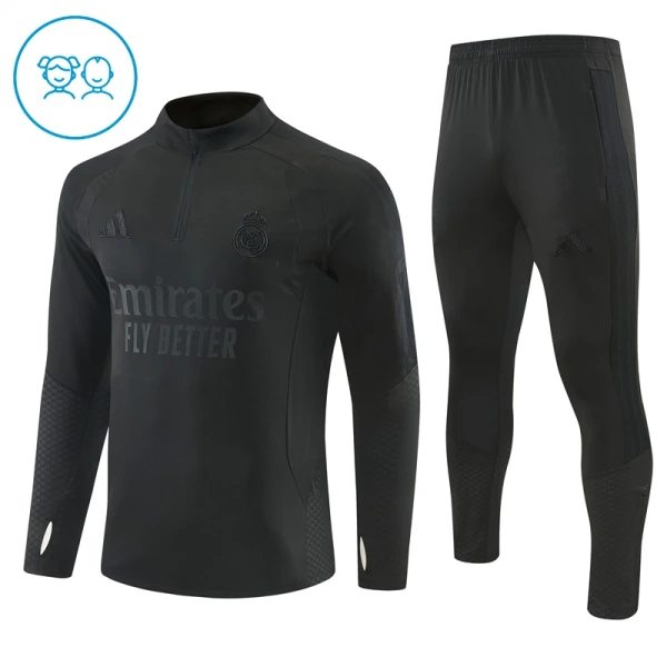 Dječji Real Madrid Trening sweatshirt i hlače komplet Četvrtina Zip 2026/27 Crna Dječji Real Madrid Trening sweatshirt i hlače komplet Četvrtina Zip 2026/27 Crna