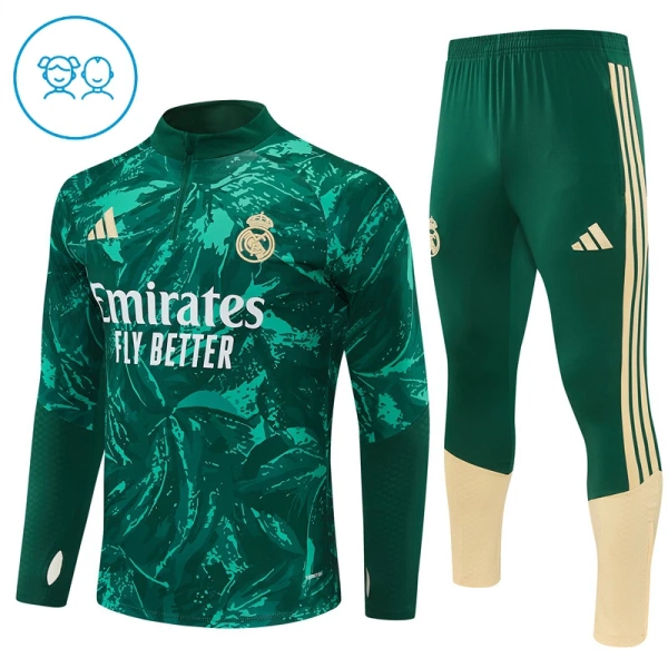 Dječji Real Madrid Trening sweatshirt i hlače komplet Četvrtina Zip 2026/27 Zelena Dječji Real Madrid Trening sweatshirt i hlače komplet Četvrtina Zip 2026/27 Zelena