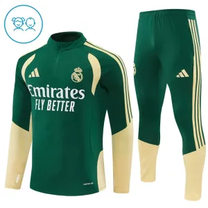Dječji Real Madrid Trening sweatshirt i hlače komplet Četvrtina Zip 2026/27 Zelena