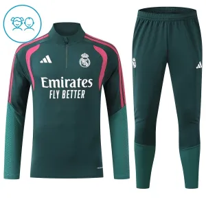 Dječji Real Madrid Trening sweatshirt i hlače komplet Četvrtina Zip 2026/27 Zelena