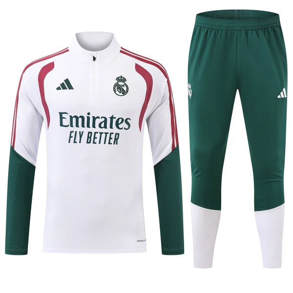 Real Madrid Trening sweatshirt i hlače komplet Četvrtina Zip 2026/27 Bijela Real Madrid Trening sweatshirt i hlače komplet Četvrtina Zip 2026/27 Bijela
