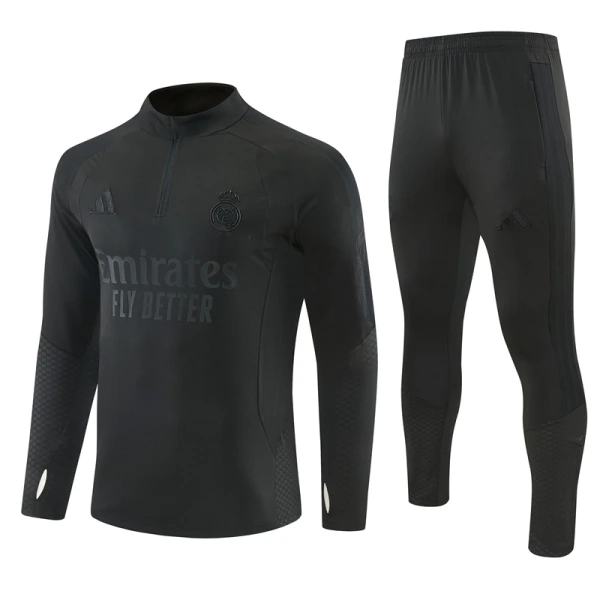 Real Madrid Trening sweatshirt i hlače komplet Četvrtina Zip 2026/27 Crna Real Madrid Trening sweatshirt i hlače komplet Četvrtina Zip 2026/27 Crna